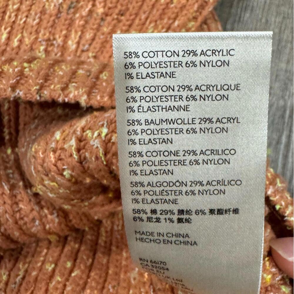 Free People Leo Petal Peach Cable Knit Oversized Turtleneck Sweater- Size Small - Picture 8 of 9